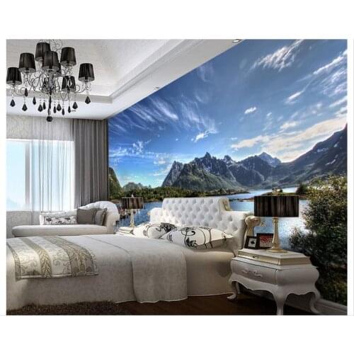 3D wallpaper custom mural The blue sky white cloud wonderland scenery landscape setting wall is bedroom non-woven wallpaper