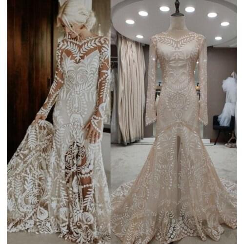 #4055 2 piece in 1 BOHO bohemian long sleeve destination Wedding Dress pre wedding shoot post Bride Gown