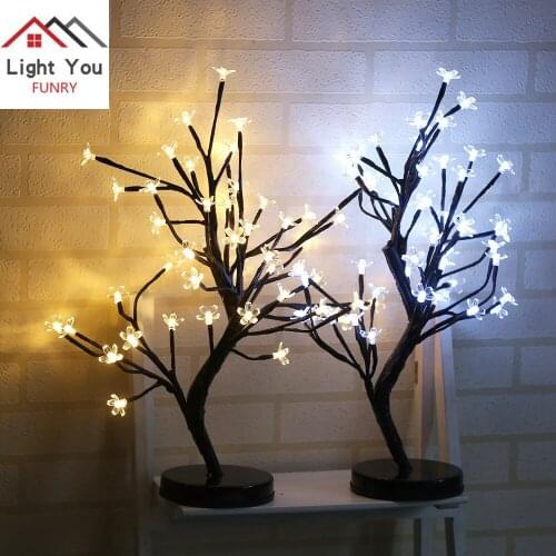 48 led battery powered Plum blossom Potted plant Tree light Christmas day decoration Night light