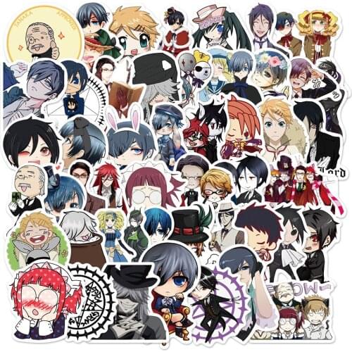 50PCS Anime Black Butler Cartoon Stickers for Skate Graffiti Guitar Skateboard Notebook Waterproof PVC Stickers