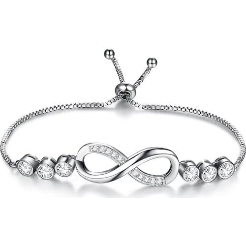 ZEMIOR Copper Brecelet For Women Adjustable Size Inlay Cubic Zirconia Trendy Brecelets Expression Lover Infinite Love Jewelry