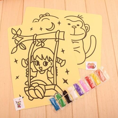 2PCS Random style 12X16CM Children Kids Drawing Toys Sand Painting Pictures Kid DIY Crafts Education Toy