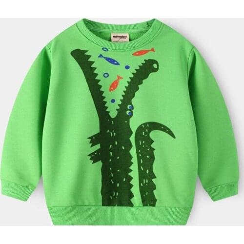 Spring Autumn New Kids Korean Hoodies Baby Boys Fashion Cartoon Dinosaur Print Pullovers Toddler Clothes Boys Casual Sweatshirt