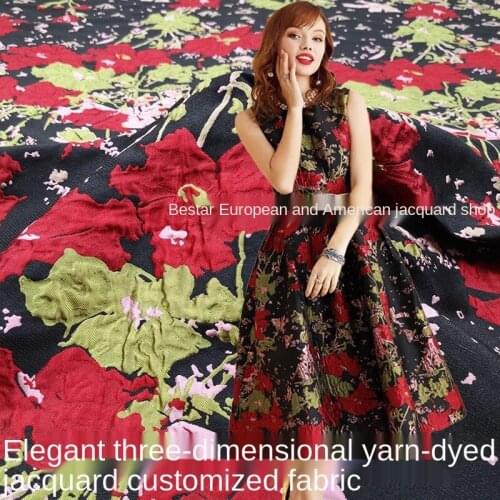 Designer fabric small fragrance bouquet embossed jacquard evening dress fabric high-end dress windbreaker brocade fabric
