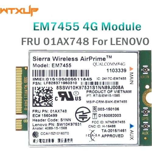 EM7455 FRU 01AX748 LTE 3G 4G Tarjeta for Thinkpad X1 carbono 5th gen X270 T470 T470S T470P t570 L570 L470 P51 P71