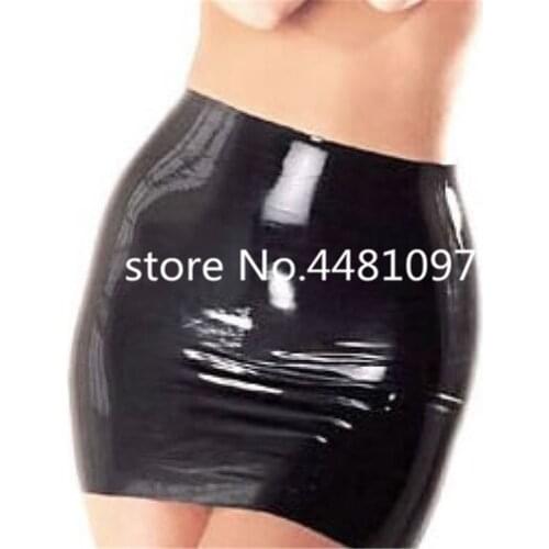 Mould Latex Dress Ladies Lingerie Offer Latex Seamless Skirts Crotchless Panties Rubber Mini Dress S-L Size Black Only