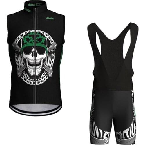 LairschDan 2021 Summer New Men Cycling Jersey Sleeveless Skull Shirt Bike Vest Set Bicycle Racing Gilet Ropa Ciclismo Sin Mangas