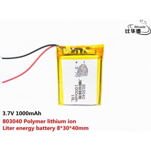 Liter energy battery Good Qulity 3.7V,1000mAH 803040 Polymer lithium ion / Li-Po Li-ion battery for tablet pc BANK,GPS,mp3,mp4