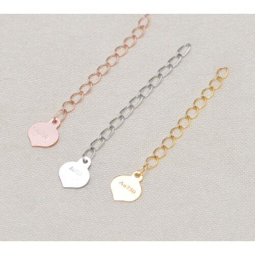 FIRST SHOW 3 mm Length Necklace Extension Chain 18k Yellow Gold Metal for Bracelet Extended Chains Bulk for DIY Jewelry Making