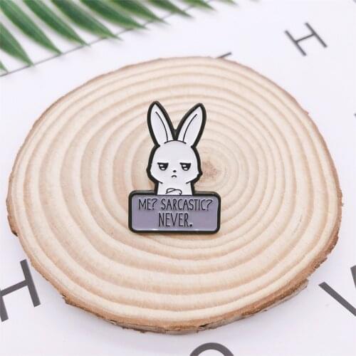 Cartoon Sarcastic Rabbit Enamel Pin Custom Dirty Look Bunny Brooches Fashion Bag Clothes Badge Punk Jewelry Gift for Friends Kid