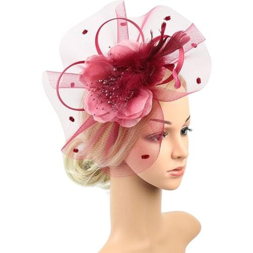 New Fashion Women Girls Feather Flower Mesh Hairhoop Headpiece Fascinators Cocktail Tea Party Headwear