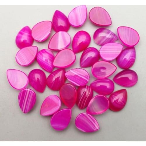 Wholesale 50pcs fashion natural rose Striped onyx stone beads charms 10X14mm teardrop CAB CABOCHON no hole Free shipping