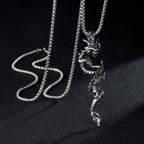 Gothic Dragon Pendant Necklace Fashion Vintage Retro Hiphop Biker Jewelry For Men Wholesale Price Dropshipping