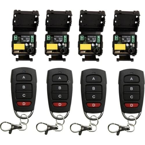 RF mini Wireless Remote Control AC 220 V 1 ch Household lamp control 4* receiver+4*transmitter effective distance 50m