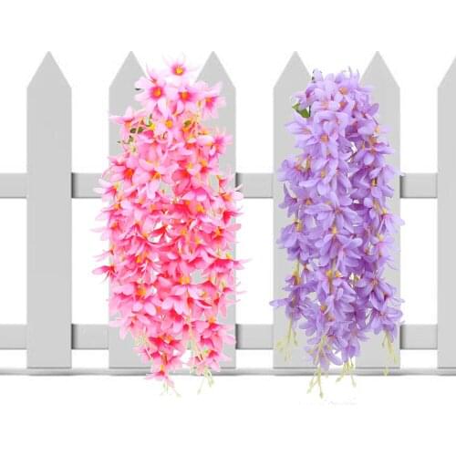DIY Fake Silk Wisteria Home Decoration Wedding Party Decor Hanging Rattan Flower Vines Garland 5 head/Bunch Artificial Clove