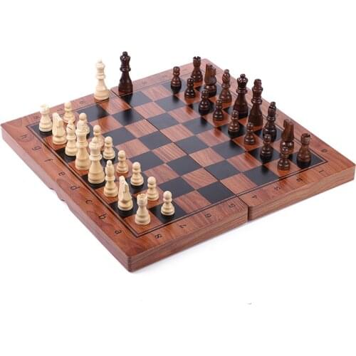 High grade large magnetic chess solid wood suit folding chessboard beginner children adult chessboard double queen