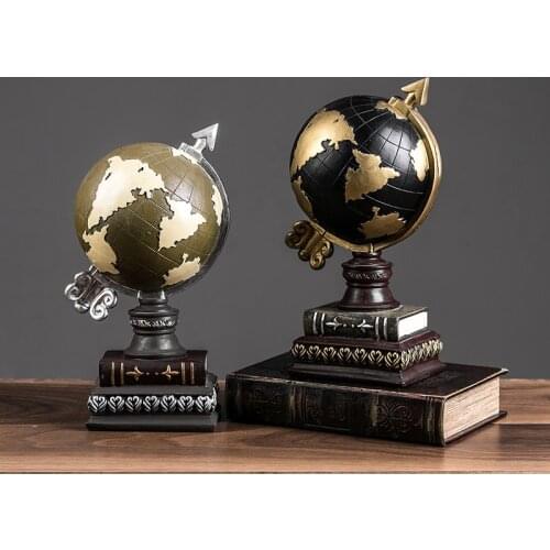 Nordic style globe retro resin ornaments desktop furnishings study bedroom living room office decorations