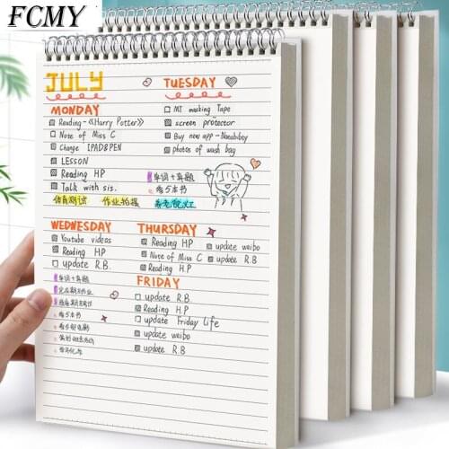 Coil Spiral A5 B5 Diary Notebook Grid Paper Daily Weekly Planner Agenda Organizer Notepad School Office Supplies Stationery