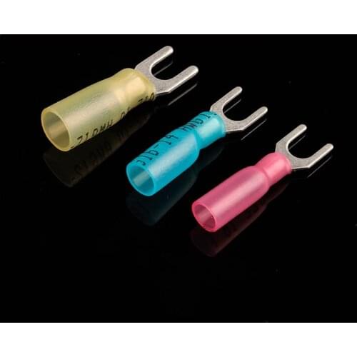 SV Furcate Cable Wire Connector U type Pre-Insulating Fork Heat shrink Insulated TerminalsTerminals SV Red 1.25 /Blue 2 /Yellow5