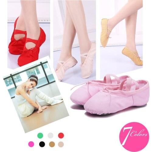 7 Colors Child Girls Kids Flat Heel Dance Shoes Canvas Separate Soles Soft Ballet Shoes Elastic Band Yoga GYM Practice Shoes