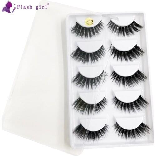 Flash girl comfort false lashes 001 100% handmade 5pais 3D mink Eyelashes comfort high grade false Eyelashes