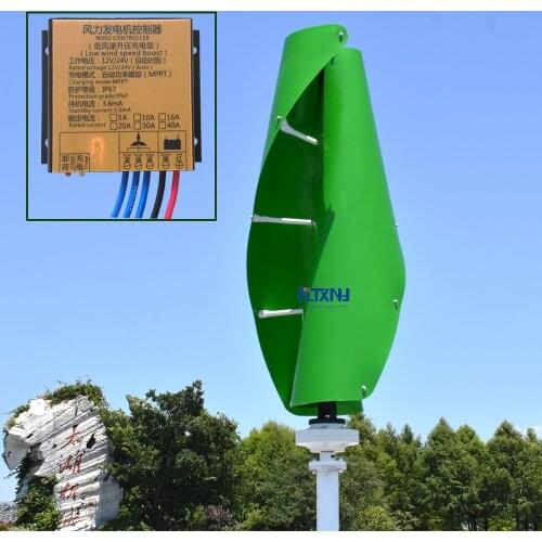 New arrival 400w 500w 600w 12v24v vertical wind turbine generator with meglev generator and 12v 24v Auto MPPT controller