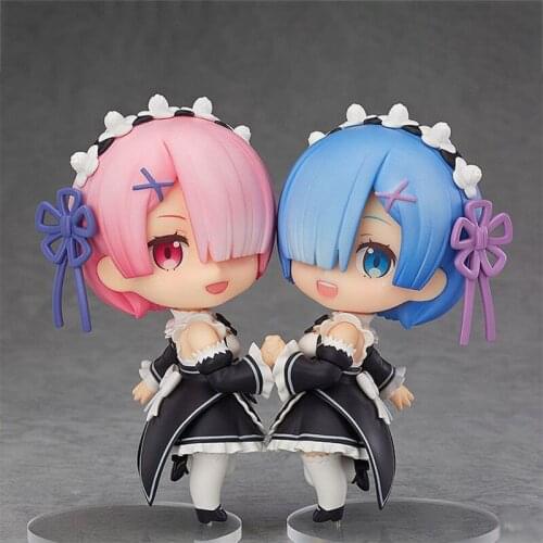 10cm Re:zero Anime Figures PVC Rem Ram Emilia kawaii Cute girl Action Figure Q.Ver Collectible Model Toys Doll