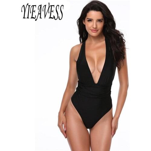 YIEAVESS 2019 Deep V Sexy One Piece Swimwear Womens One-Piece Push Up Swimsuit Bathing Suit Drop Shipping