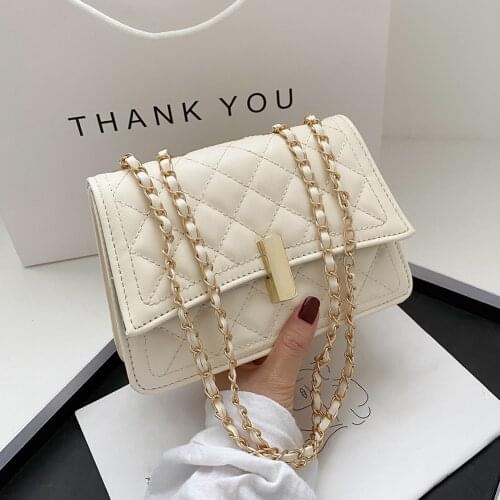 Fashion Lattice Pattern PU Leather Messenger Bag Women Solid Color Casual Purse Female Shoulder Crossbody Handbags