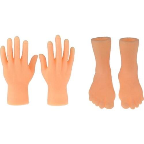 1 Pair Soft Vinyl Mini Finger Feet Puppets Tiny Left Right Hand Costume for Game Party Halloween