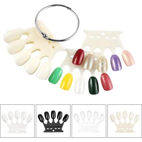 10Pcs False Nail Art Tips Display Tool Acrylic UV Gel Polish Color Card Manicure Palette Practice Tool Clear Nature Black White