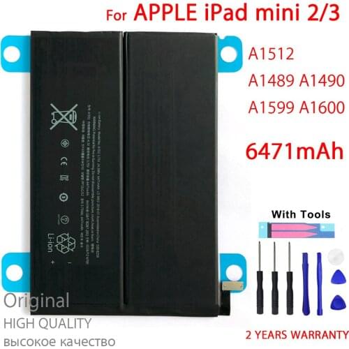 100% New High quality Battery For iPad Mini 2 3 6471mAh Mini2 Mini3 A1512 A1489 A1490 A1491 A1599 Tablet Batteries With Tools