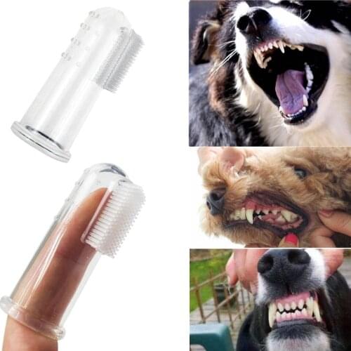 2pcs/set Super Soft Pet Finger Toothbrush for Teddy Yokie Dog Brush Bad Breath Tartar Teeth Tools Dog Cat Cleaning Pets Supplies