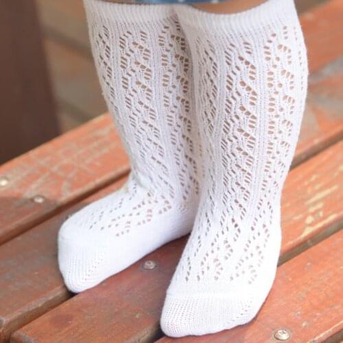 2021 Summer Girls Hollow Out Socks Childrens Korean Style Hollow Out Toddler Baby Knee High Cotton Sock 0-4Y Anti-slip Socken