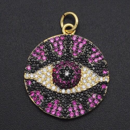 25x20mm 100% CZ Zircon Evil Eye DIY Jewelry Charm Pendant Wholesale Luxury Design 2020 New Hot Jewelry Earring Necklace Making