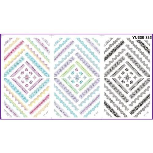 3 PACK/ LOT WATER TRANSFER DECAL NAIL ART NAIL STICKER FRENCH SMILE FLOWER LACE YU330-332