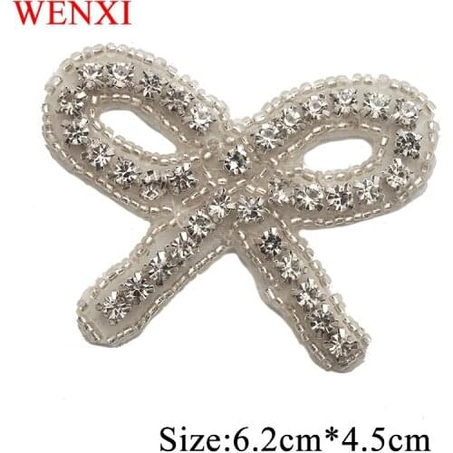WENXI 50PCS Wholesale Clear Sliver Crystal Rhinestone Applique Patch For Wedding Dresses Belt DIY Bride Gown Sash WX920