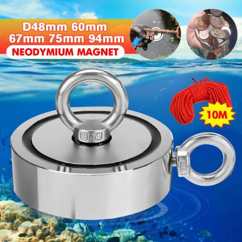 60mm 67mm 75mm 94mm Super Strong Neodymium Magnet Pot Fishing Salvage Magnet Round Magnetic Hook Sea Fishing Magnet Searcher