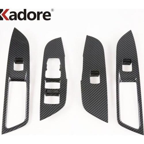 Interior Accessories For Chevrolet Blazer 2019 2020 Carbon Fiber Car Styling Window Lift Switch Frame Cover Trim Sticker LHD