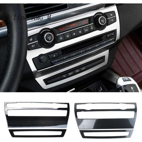 Car Styling Carbon fiber Center Console Air Conditioning Volume CD panel Covers Stickers Trim For BMW X5 E70 X6 E71 Accessories