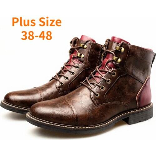 Men Boots Big Size 38-48 Rubber Boots for Men Autumn and Winter Handmade Cowboy Boots Fashion Tooling Boots Men Ankle Boots