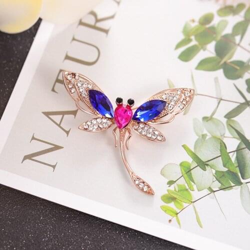 The New High-End Dragonfly Brooch Crystal Temperament Lady Butterfly Brooch Fashion Dress Accessories Coat Cute Insect Jewelry
