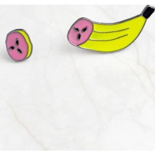 2pcs/set slicing up bananas Brooch Button enamel pin Sliced Banana Denim Jackets Pin Badge Cartoon Food Fruit Jewelry