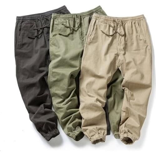 Hip Hop Fashion High quality Four Season Streetwear Casual Blank Cotton Men Cargo Jogger Pants Ankle Tie Pants for Men Boys