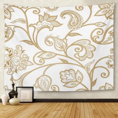 Floral Flourish Tiled Oriental Ethnic with Fantastic Flowers and Leaves Wonderland Motives of The Tapestry Wall Hanging