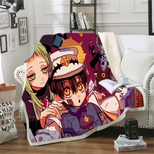 Double Layer Blanket Japan Anime Toilet-Bound Hanako-kun Printed Adult Throw Blanket for Bed Cover Sofa Travel Thick Quilts