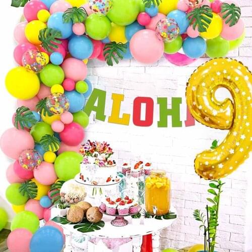 Hawaii Happy Birthday Birthday Balloon Arch Flamingo Hawaiian Tropical Party Decor Summer Party Luau Aloha Party Supplies