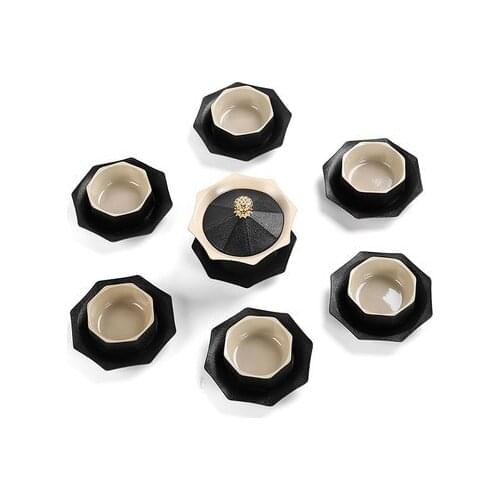 Lei Fengta ceramic black pottery octagonal pagoda Kung Fu tea set can accommodate travel covered bowl tea set