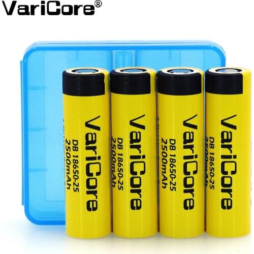 4PCS VariCore New Original 18650 2500mAh Li-lon Rechargeable Battery 3.6V Power 20A discharge batteries + Storage box