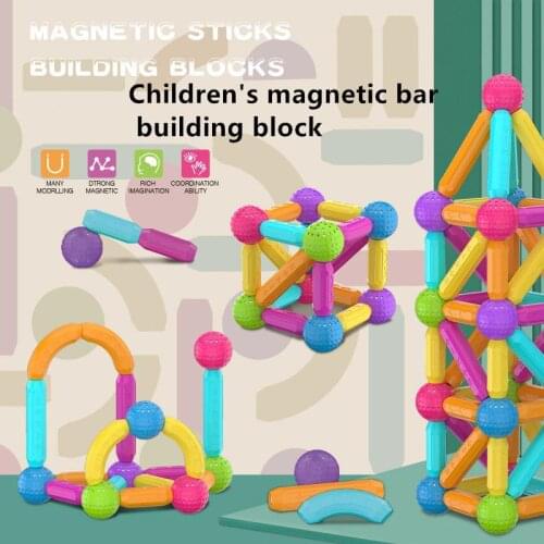 Magnetic stick childrens early education educational toys with various shapes Assembling magnetic building blocks boys andgirls